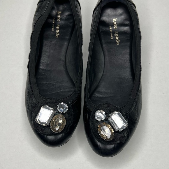 Kate Spade Melia Leather Ballet Flats Jeweled Detail - Picture 2 of 6